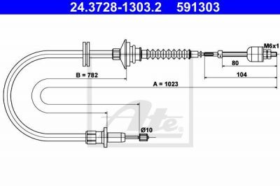 ATE 24.3728-1303.2 трос, управление сцеплением на VOLVO 460 L (464)