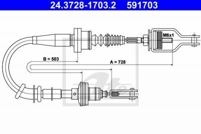 ATE 24.3728-1703.2 трос, управление сцеплением на NISSAN 100 NX (B13)