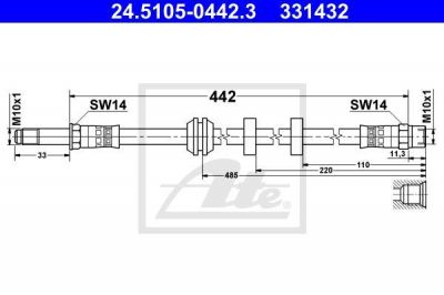 ATE 24.5105-0442.3 тормозной шланг на VW GOLF III (1H1)