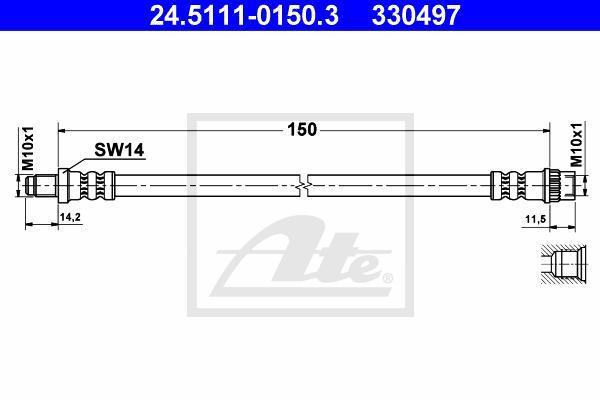 ATE 24.5111-0150.3 тормозной шланг на RENAULT LAGUNA I (B56_, 556_)