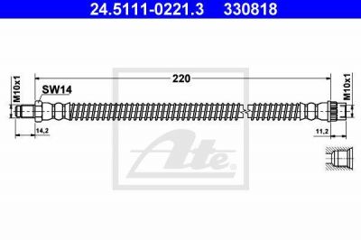 ATE 24.5111-0221.3 тормозной шланг на OPEL VIVARO фургон (F7)