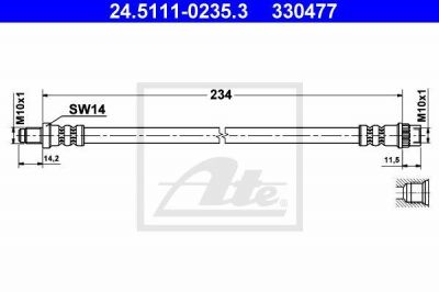 ATE 24.5111-0235.3 тормозной шланг на PEUGEOT 405 I Break (15E)