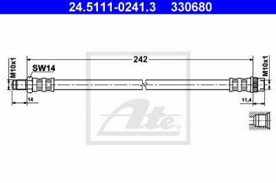 ATE 24.5111-0241.3 тормозной шланг на RENAULT CLIO I (B/C57_, 5/357_)