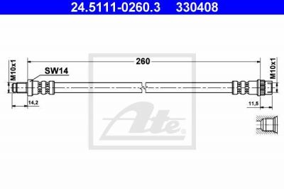 ATE 24.5111-0260.3 тормозной шланг на RENAULT 21 универсал (K48_)