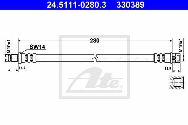 ATE 24.5111-0280.3 тормозной шланг на RENAULT 19 II (B/C53_)