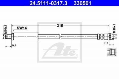 ATE 24.5111-0317.3 тормозной шланг на RENAULT TRAFIC фургон (TXX)