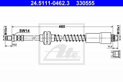 ATE 24.5111-0462.3 тормозной шланг на PEUGEOT EXPERT фургон (222)