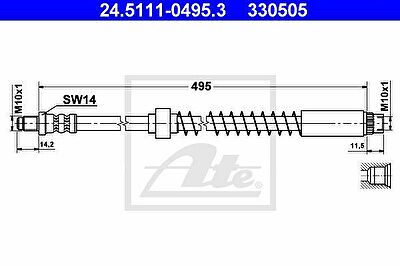 ATE 24.5111-0495.3 тормозной шланг на PEUGEOT 306 (7B, N3, N5)