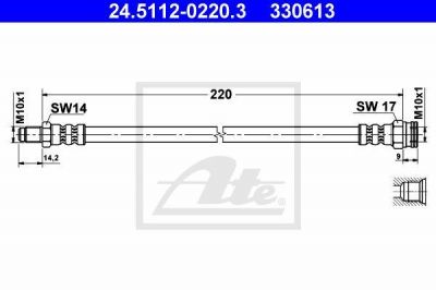 ATE 24.5112-0220.3 тормозной шланг на FIAT PALIO Weekend (178DX)