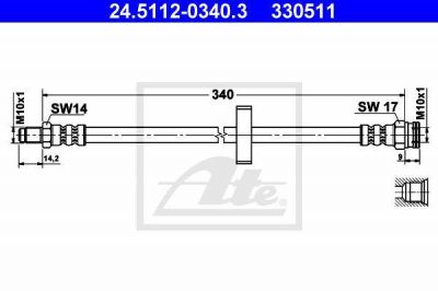 ATE 24.5112-0340.3 тормозной шланг на PEUGEOT BOXER автобус (230P)