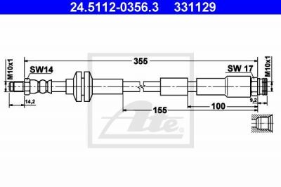 ATE 24.5112-0356.3 тормозной шланг на FIAT PANDA VAN (312_, 312)