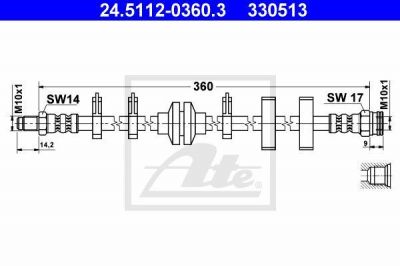 ATE 24.5112-0360.3 тормозной шланг на FIAT TIPO (160)