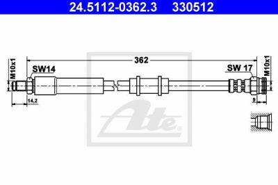 ATE 24.5112-0362.3 тормозной шланг на FIAT DUCATO Panorama (280)