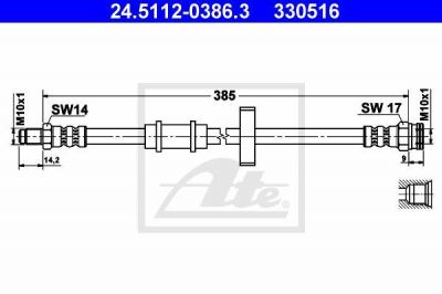 ATE 24.5112-0386.3 тормозной шланг на FIAT UNO (146A/E)