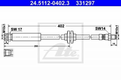 ATE 24.5112-0402.3 тормозной шланг на PEUGEOT BIPPER Tepee