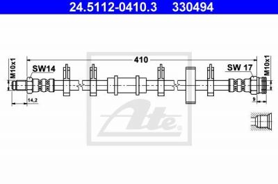 ATE 24.5112-0410.3 тормозной шланг на FIAT UNO (146A/E)