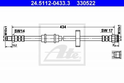 ATE 24.5112-0433.3 тормозной шланг на FIAT PANDA Van (141_)
