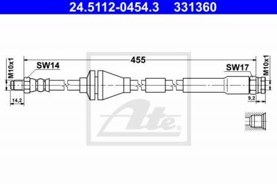 ATE 24.5112-0454.3 тормозной шланг на FIAT PUNTO (188)