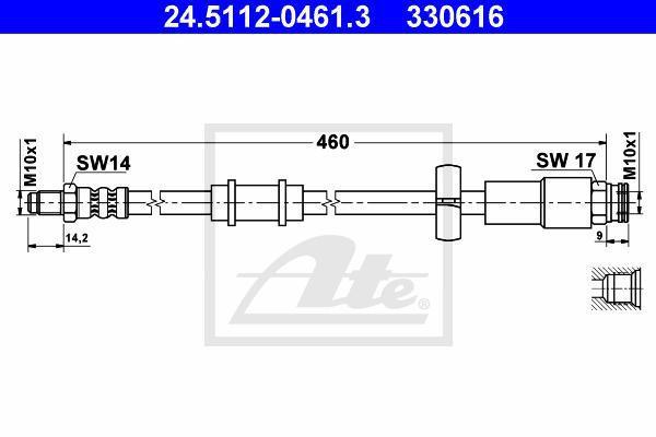 ATE 24.5112-0461.3 тормозной шланг на PEUGEOT BOXER автобус (230P)