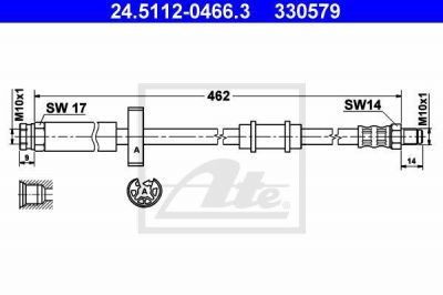 ATE 24.5112-0466.3 тормозной шланг на PEUGEOT BOXER автобус (230P)