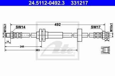 ATE 24.5112-0492.3 тормозной шланг на PEUGEOT BOXER автобус