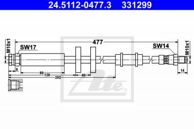 ATE 24511204773 Шланг торм.FIAT DUCATO 500мм