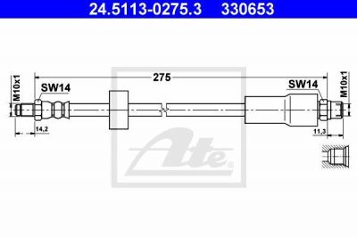 ATE 24.5113-0275.3 Шланг торм.зад. 5 (E39) Touring