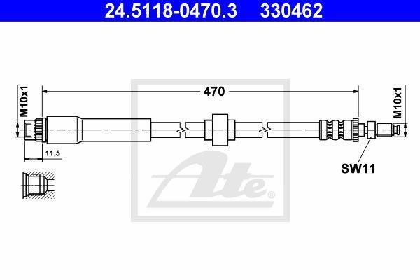 ATE 24.5118-0470.3 тормозной шланг на PEUGEOT 405 I Break (15E)