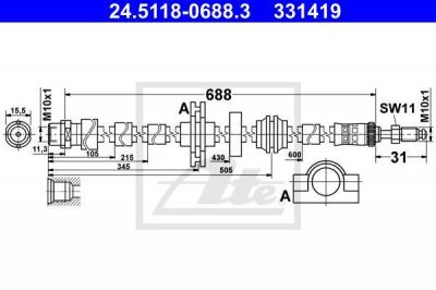 ATE 24.5118-0688.3 тормозной шланг на 5 (F10, F18)