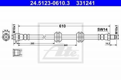 ATE 24.5123-0610.3 тормозной шланг на MERCEDES-BENZ M-CLASS (W164)