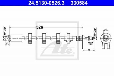 ATE 24.5130-0526.3 тормозной шланг на PEUGEOT 406 Break (8E/F)