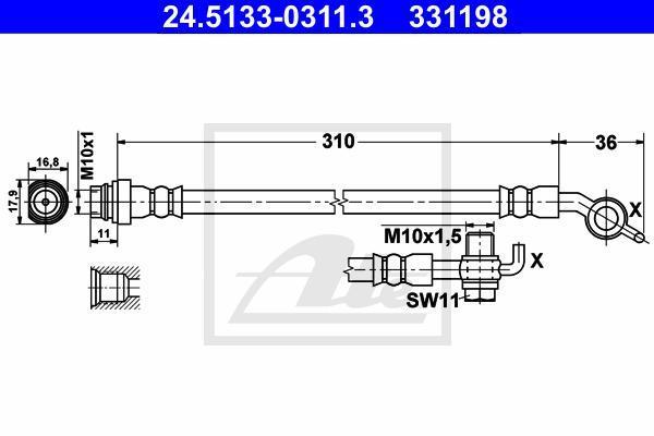 ATE 24.5133-0311.3 тормозной шланг на VOLVO V70 III (BW)