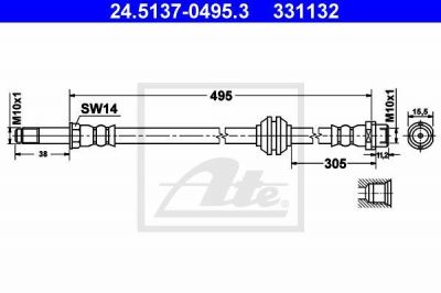 ATE 24.5137-0495.3 тормозной шланг на MERCEDES-BENZ SPRINTER 3,5-t фургон (906)