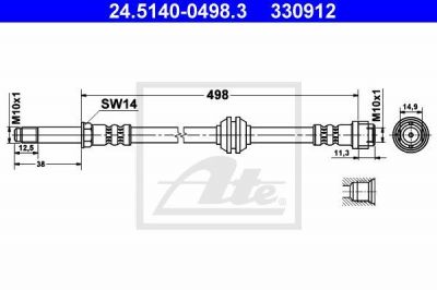 ATE 24.5140-0498.3 тормозной шланг на MERCEDES-BENZ VITO автобус (W639)