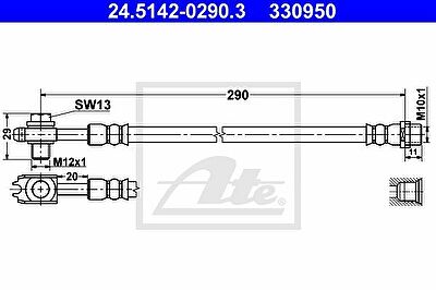 ATE 24.5142-0290.3 тормозной шланг на VW PASSAT Variant (3B6)