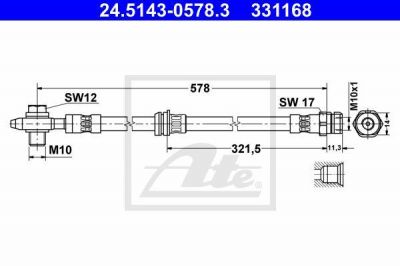 ATE 24.5143-0578.3 тормозной шланг на VW TIGUAN (5N_)