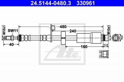 ATE 24.5144-0480.3 тормозной шланг на PEUGEOT 208