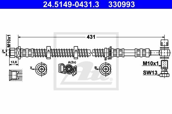 ATE 24.5149-0431.3 тормозной шланг на LAND ROVER FREELANDER Soft Top (LN_)