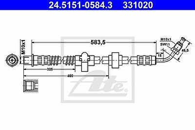 ATE 24.5151-0584.3 тормозной шланг на PEUGEOT 407 SW (6E_)