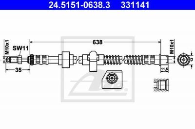 ATE 24.5151-0638.3 тормозной шланг на PEUGEOT 407 (6D_)