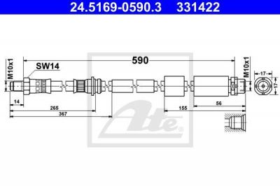 ATE 24.5169-0590.3 тормозной шланг на 4 купе (F32, F82)
