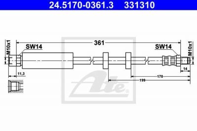 ATE 24.5170-0361.3 Шланг тормозной 24.5170-0361.3