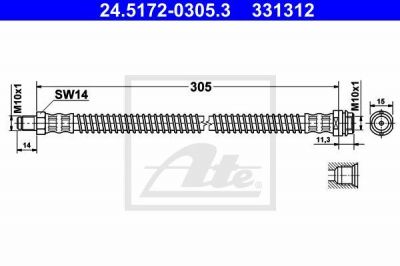 ATE 24.5172-0305.3 Шланг торм.зад.Mercedes W204 C280-C320