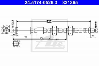 ATE 24.5174-0526.3 тормозной шланг на 3 (E90)