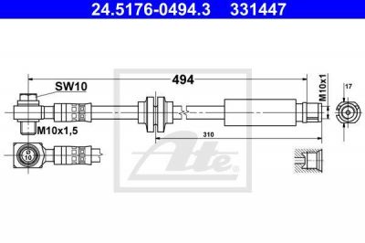 ATE 24.5176-0494.3 тормозной шланг на OPEL INSIGNIA