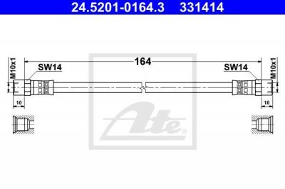 ATE 24.5201-0164.3 тормозной шланг на VW PASSAT Variant (3A5, 35I)