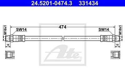 ATE 24.5201-0474.3 тормозной шланг на MERCEDES-BENZ T1 фургон (602)