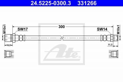 ATE 24.5225-0300.3 тормозной шланг на PORSCHE 911 кабрио