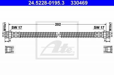 ATE 24.5228-0195.3 тормозной шланг на PEUGEOT 306 (7B, N3, N5)