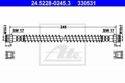 ATE 24.5228-0245.3 тормозной шланг на PEUGEOT 306 (7B, N3, N5)